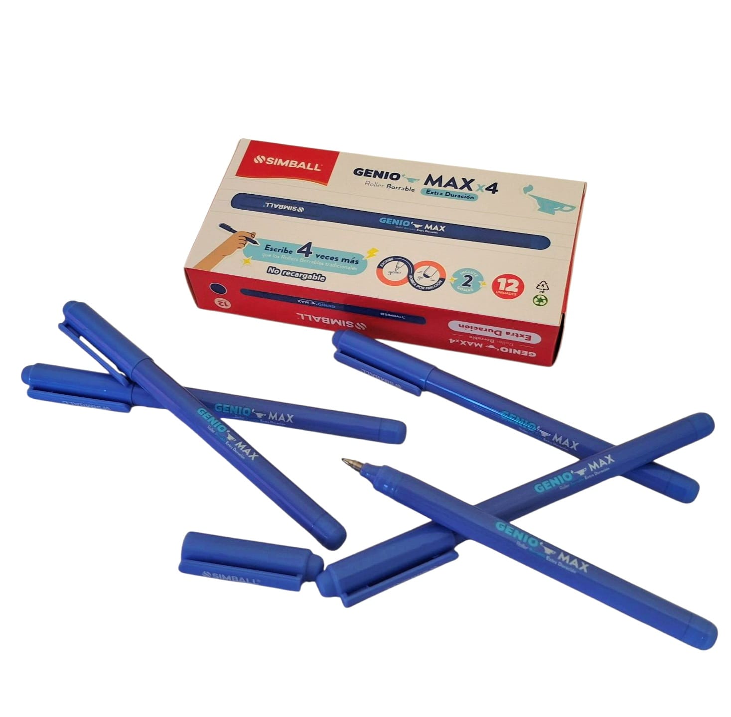 Roller Borrable Descartable GENIO MAX Azul - x12 unidades - SIMBALL