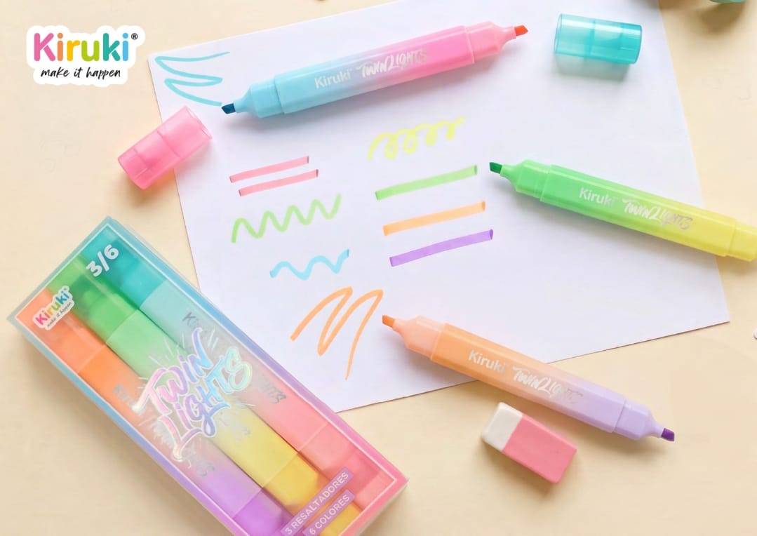 Resaltador Twin Light Doble Punta x3/6 Colores - KIRUKI